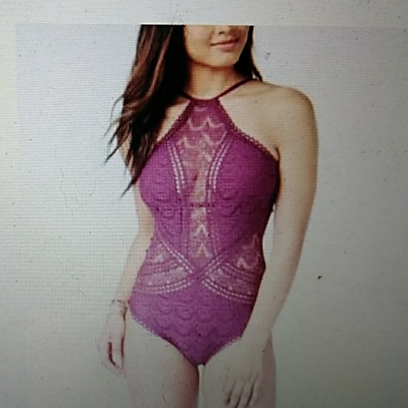 becca high neck illusion swimsuit